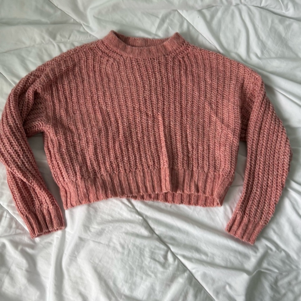 american eagle cable knit pink sweater small soft chunky